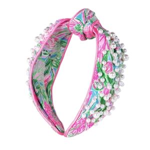 NWT Lilly Pulitzer Embellished Knotted Pearl Headband Coming in Hot